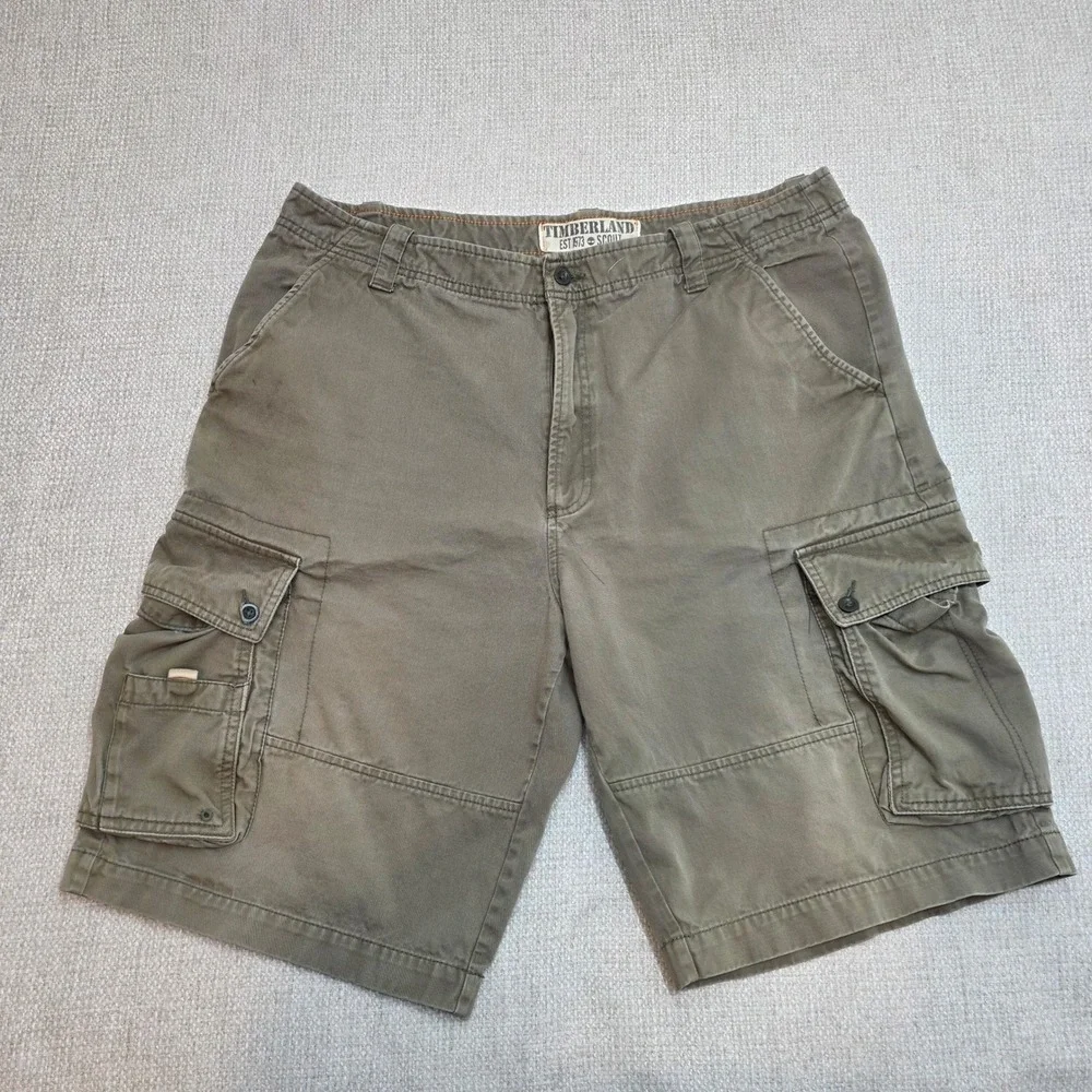 Timberland Scout Cargo Shorts Mens Khaki Size 38 Cotton Utility Pockets